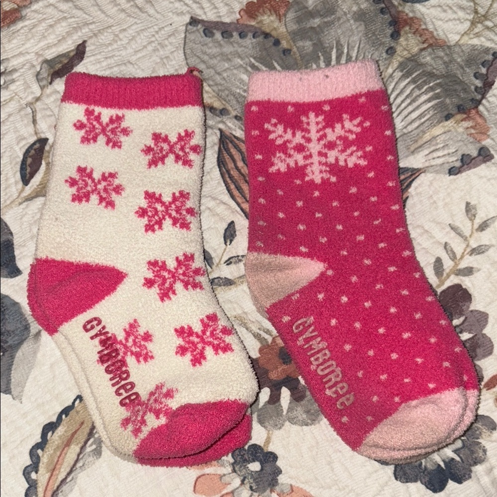 Gymboree Pink fuzzy Snowflake Socks